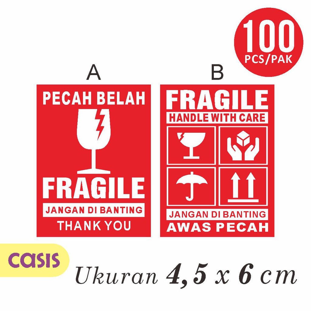 

stiker fragile 4,5 x 6 cm handle with care- CASIS