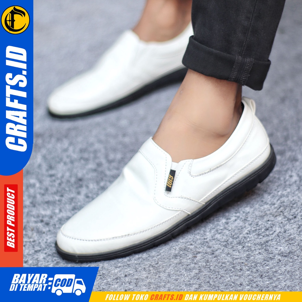 Sepatu Casual Pria Sepatu Slip On Pria Formal Kulit Pu Sepatu Pantofel Kerja Kantor Kuliah Kondangan Sepatu Slop Pria Sepatu Hitam Pria CRAFTS HAIJIN