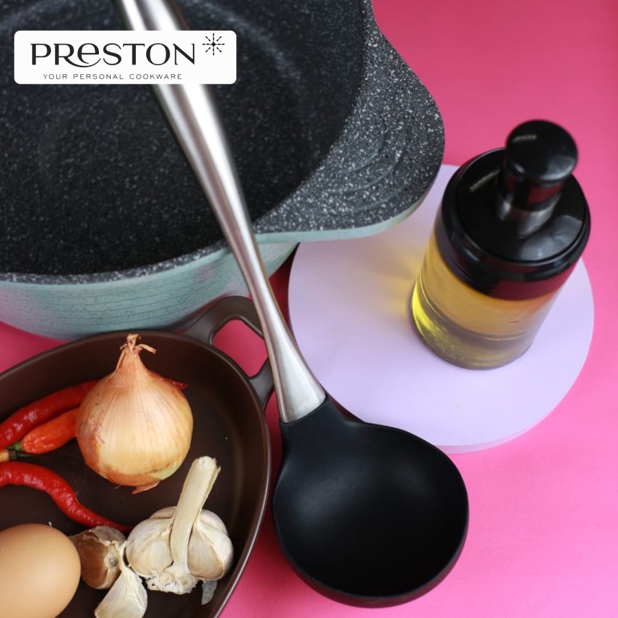 PRESTON COOKWARE LADLE - Soup Ladle Spatula HITAM - Sutil Masak Silikon Food Grade / Irus Soup Silikon