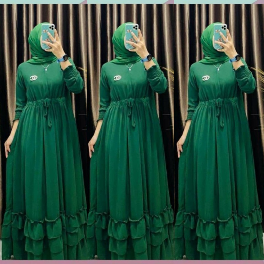 diana maxi ceruty bebydoll/ gamis syarii ceruty susun /gamis ceruty umpak