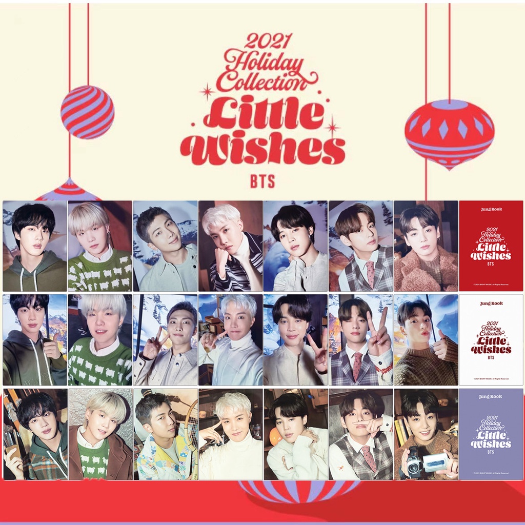 7pcs Kartu LOMO Foto MINI Kpop BTS 2021 Merry Christmas Untuk Koleksi