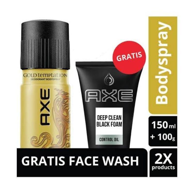 AXE Deodorant Spray Gold Temptation 150ml + Axe Face Wash 100g
