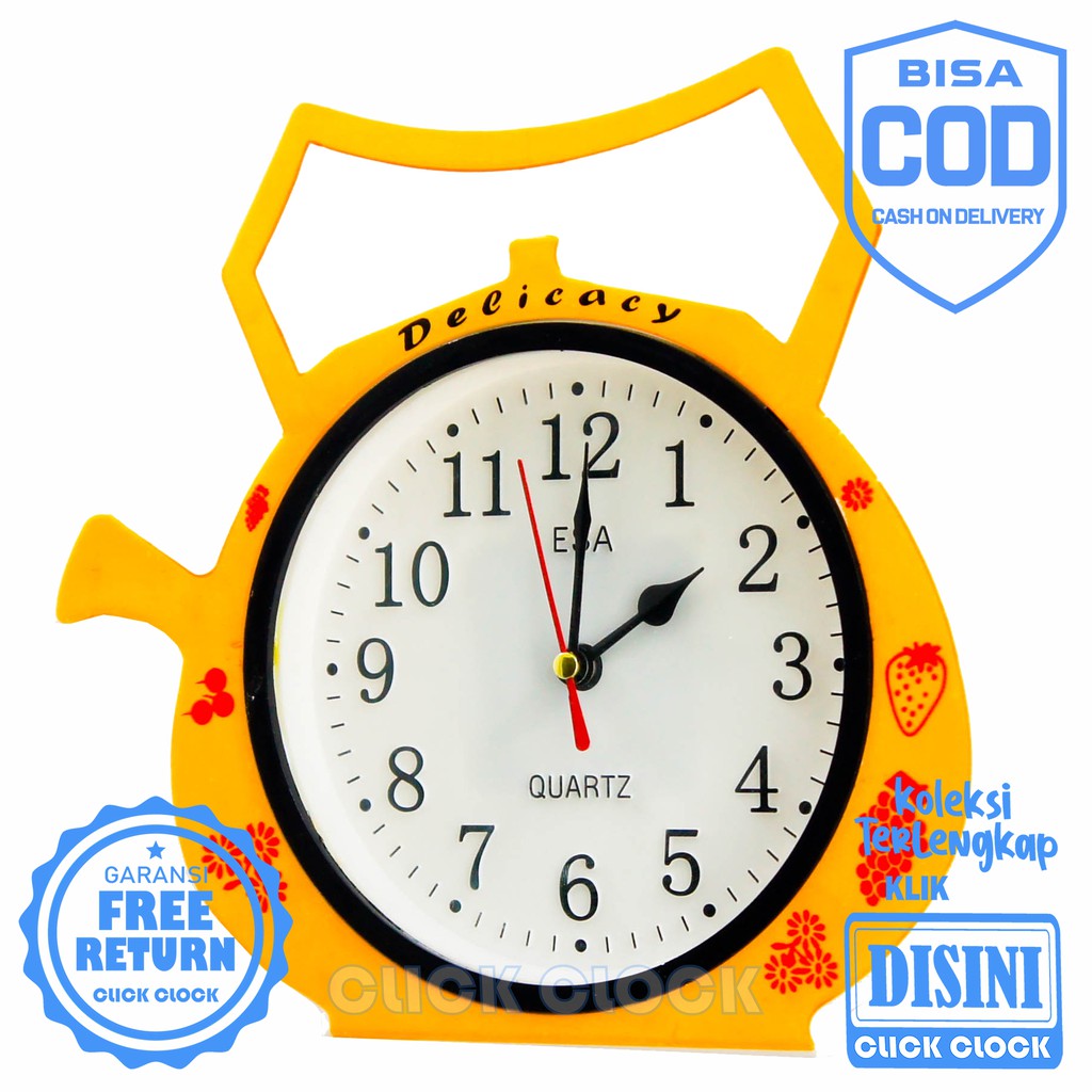 Jam Dinding Bentuk Teko Unik Murah Minimalis Hiasan Dinding Wall Clock ESA 907