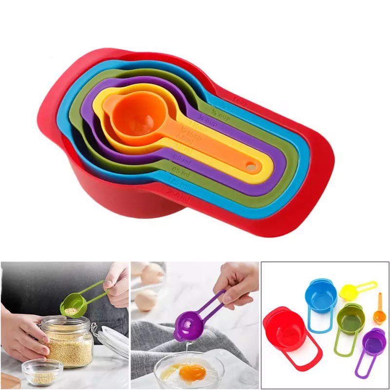 SENDOK TAKAR 6 IN 1/ SENDOK TAKAR SERBAGUNA WARNA WARNI/ Measuring Spoons Cup MULTIFUNGSI SERBAGUNA