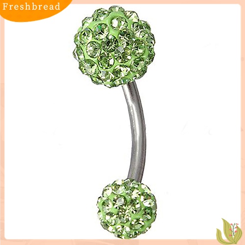 【Fresh】❀14G Surgical Stainless Steel Rhinestone Ball Navel Belly Bar Ring Body Piercing