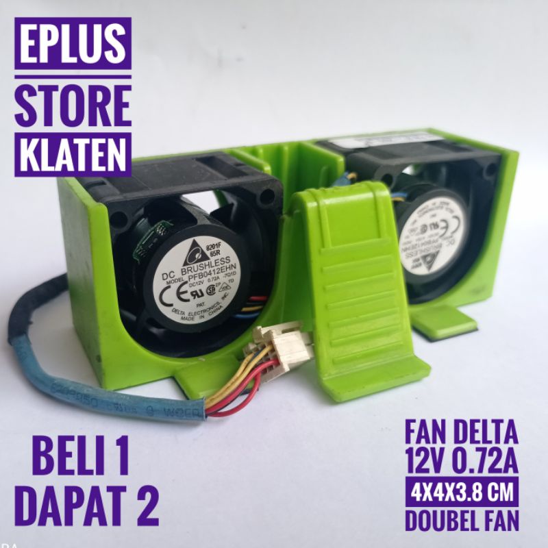 Kipas Fan 4cm 12V 0.72A Delta Brushless doubel fan dengan casing isi 2 kipas