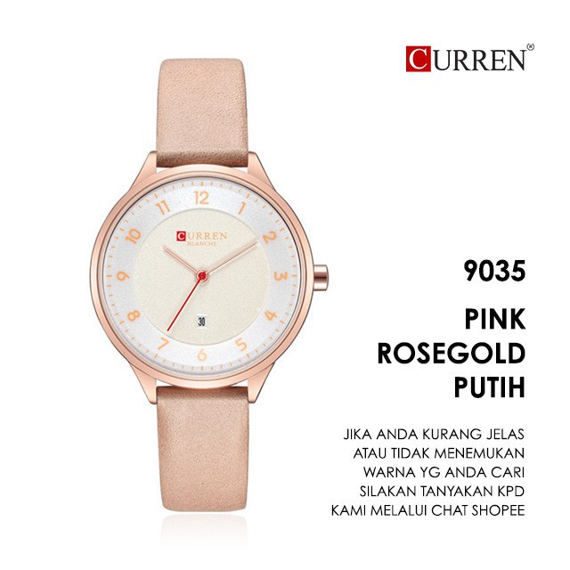 CURREN 9035 Jam Tangan Wanita Analog Tali Kulit Chronograph Aktif WATCHKITE WKOS