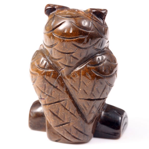 CV003 Natural Tigereye Handmade Stone Carving Owl 327CT