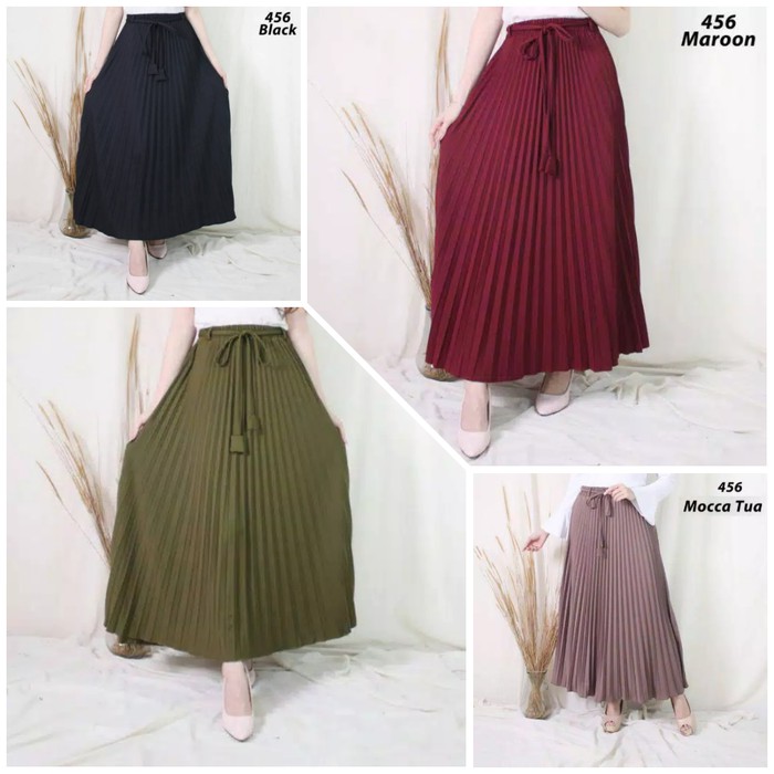 Rok Plisket Tali Lonceng Bahan Hyget Premium Rok Plisket Rok Tali Lonceng