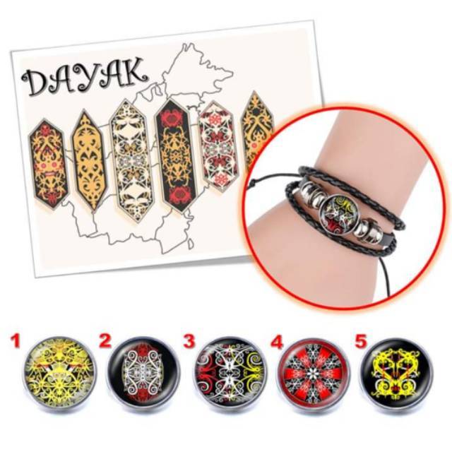 Gelang Custom Tema DAYAK Kulit Multilayer