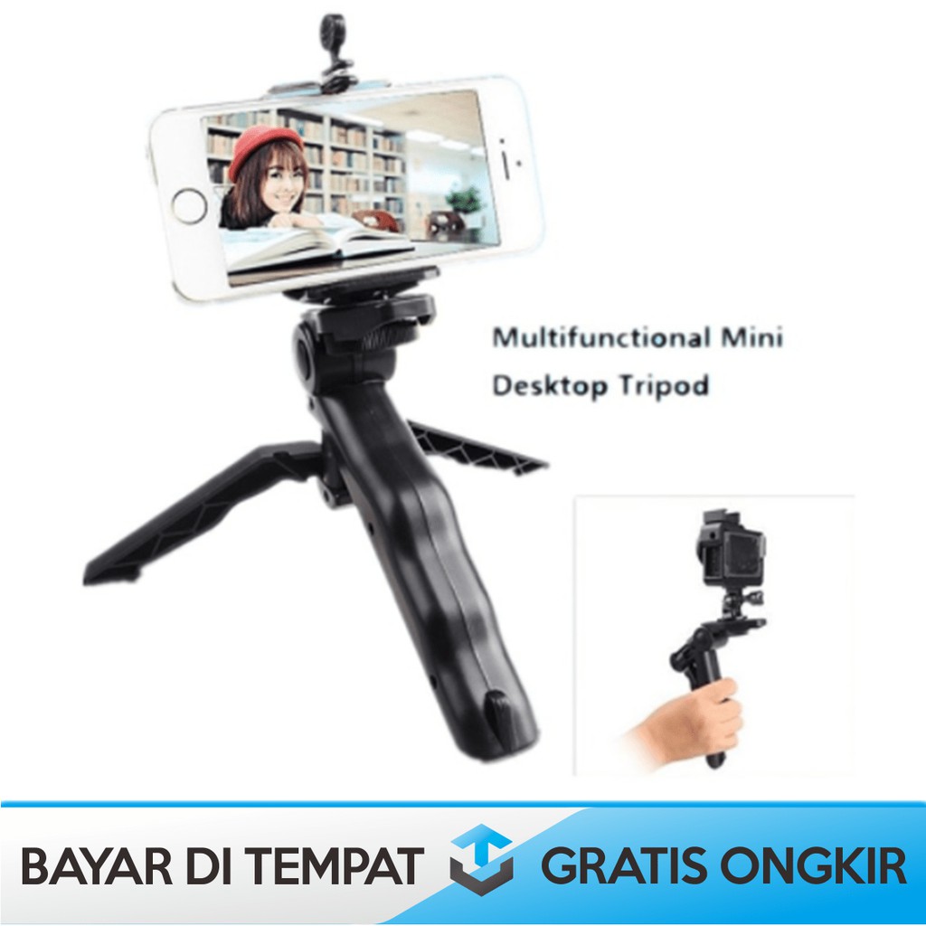 TRIPOD MINI 2 IN 1 LIPAT KAMERA HP PLUS HOLDER - FOLDABLE MONOPOD CAMERA HANDPHONE 2 IN 1 -