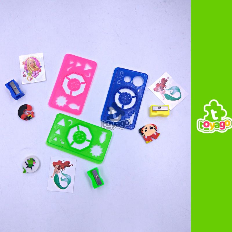 Penggaris Set 4 in 1/ Penggaris Set Lembaran isi 20 Pcs Grosir Murah