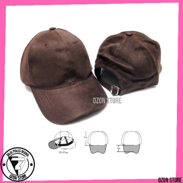 Topi Baseball Distro Caps Polos Pengait Besi Bahan Rapel Premium - Coklat Kopi