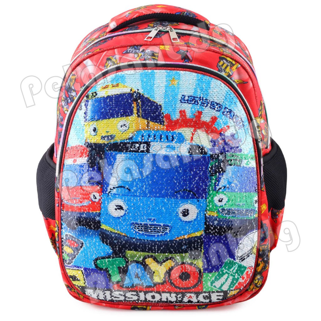 PTS - Ransel Sekolah Anak Karakter Tobot &amp; Tayoe - Mission Ice - Ransel Model Usap/Swipe Boys + FREE BOT