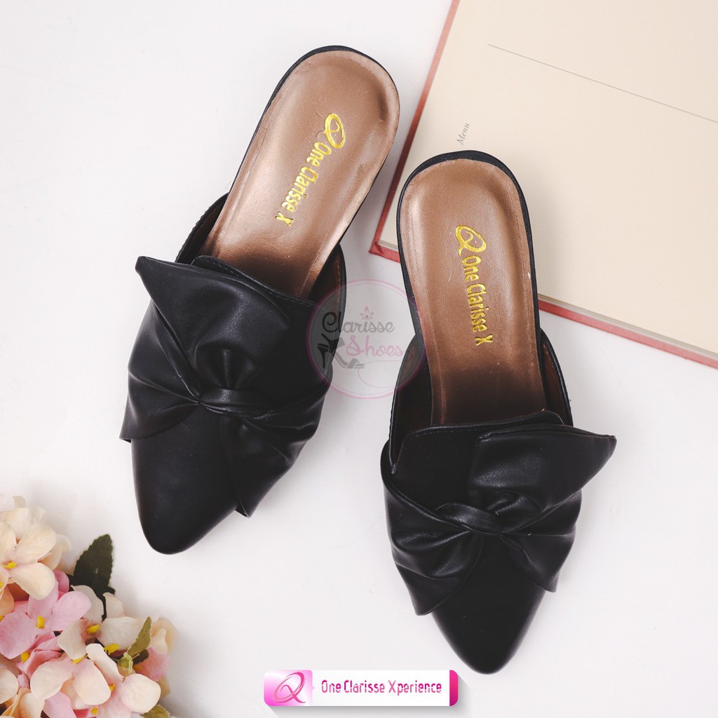 Clarisse KAOLA Sandal Selop Wanita Hak tahu tinggi 4cm kulit Sintesis