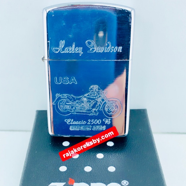 Korek zippo kw bunyi 2 warna chrome harley davidson