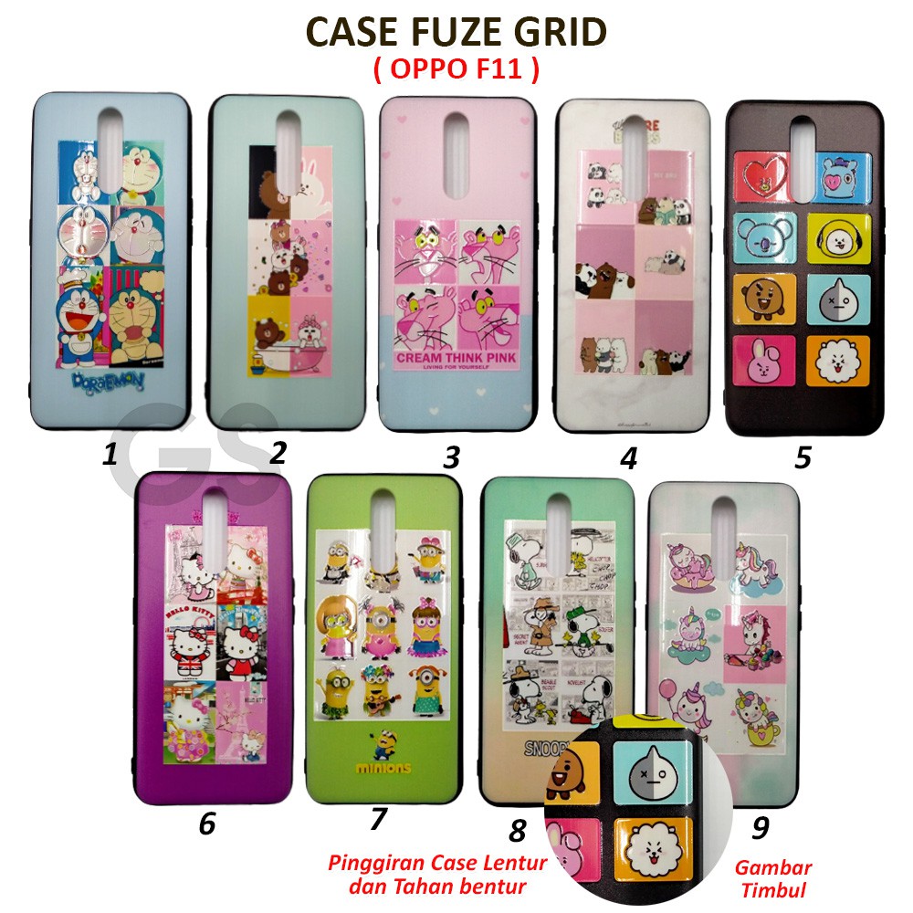 Casing OPPO A5 A9 2020 A92S F11 K5 6 Case Fuze Glass Grid Hardcase Tpu