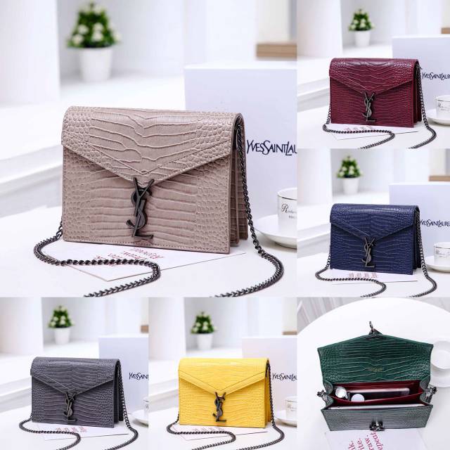 YSL Envelope Sling Bag Croco 225-1#V
