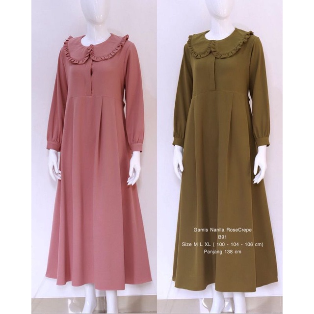 Gamis nanila B91 // rosecrepe  polos // gamis rumahan best seller