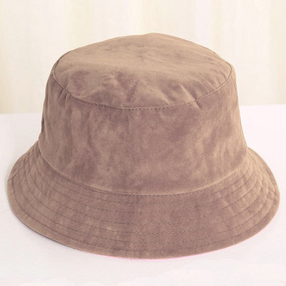 Suedehead Bucket Hat - Bahan Suede Beludru Tebal - Classy dan Elegan (Miso)