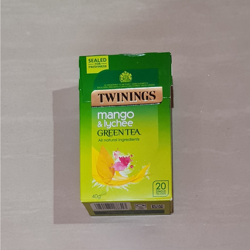 Twinings Mango &amp; Lychee Green Tea All Natural Ingredients 20 x 2 Gram
