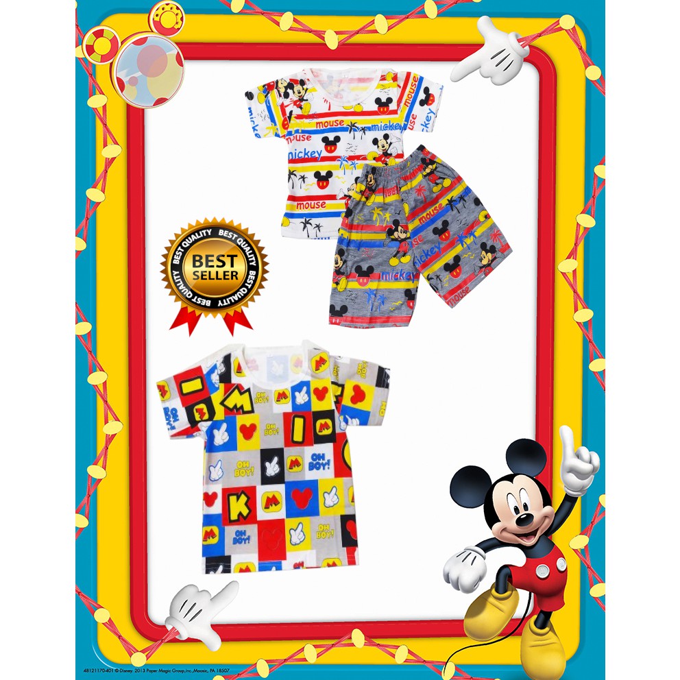 BJONLINE - SETELAN KAOS MICKEY 1 2 3 4 TAHUN ANAK LAKI LAKI  / ANAK BALITA SETELAN BAYI MURAH LUCU