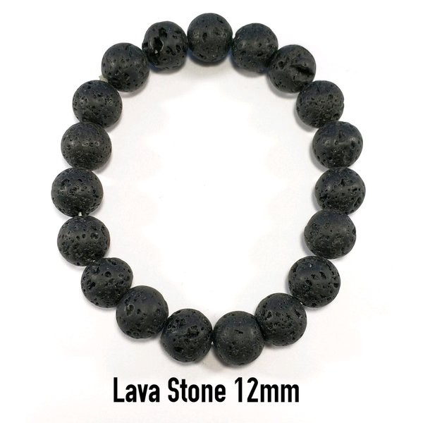GELANG NATURAL BATU LAVA STONE 12MM GELANG METEOR BATU SATAM TERMURAH