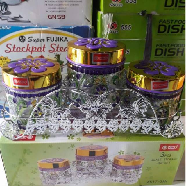 toples set kaca susun 3