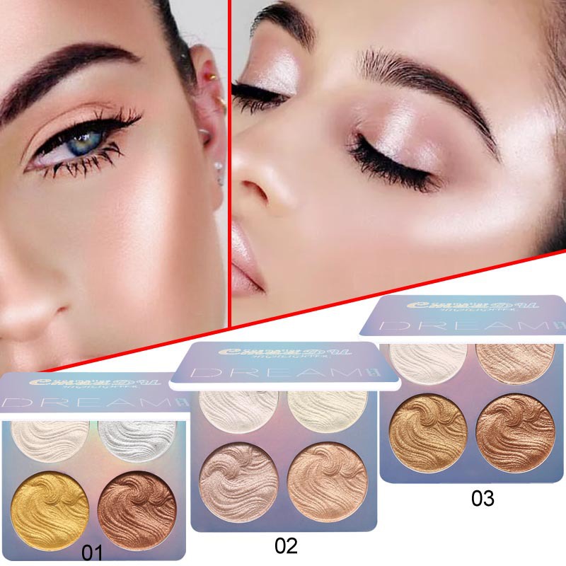 HIGHLIGHTER DREAM CMAADU 4 COLORS BAKED HIGHLIGHTER POWDER PALETTE KODE 4SKF