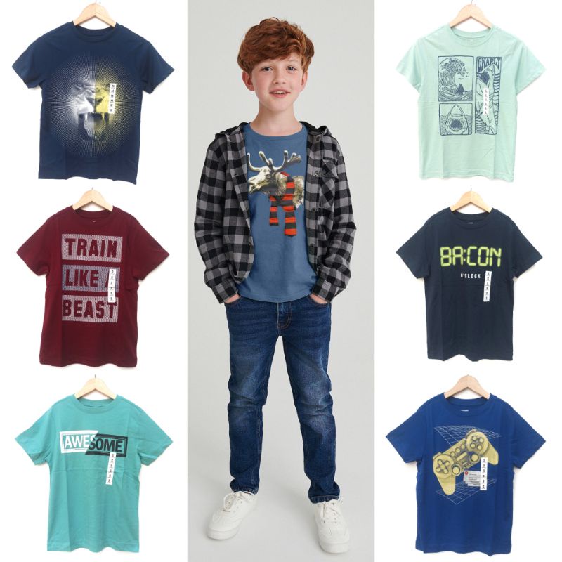 PHI228 Atasan Kaos Anak Laki Laki Harian Crazy8 Remaja