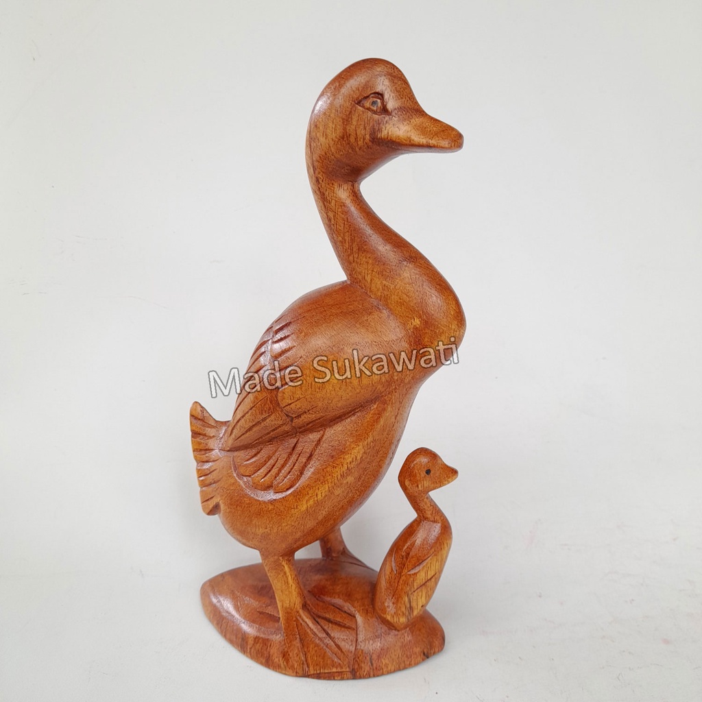 Kerajinan patung kayu Duck Bebek anak berdiri hiasan dekorasi handmade