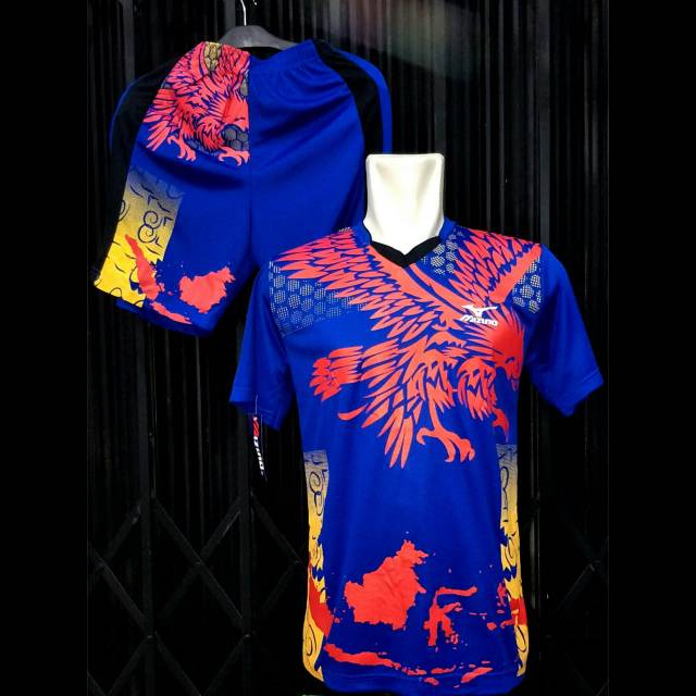 Jersey Volly Mizuno Elang Peta BHM / Baju Voli / Kostim Tim /  Kaos Setelan Olahraga Volley Ball