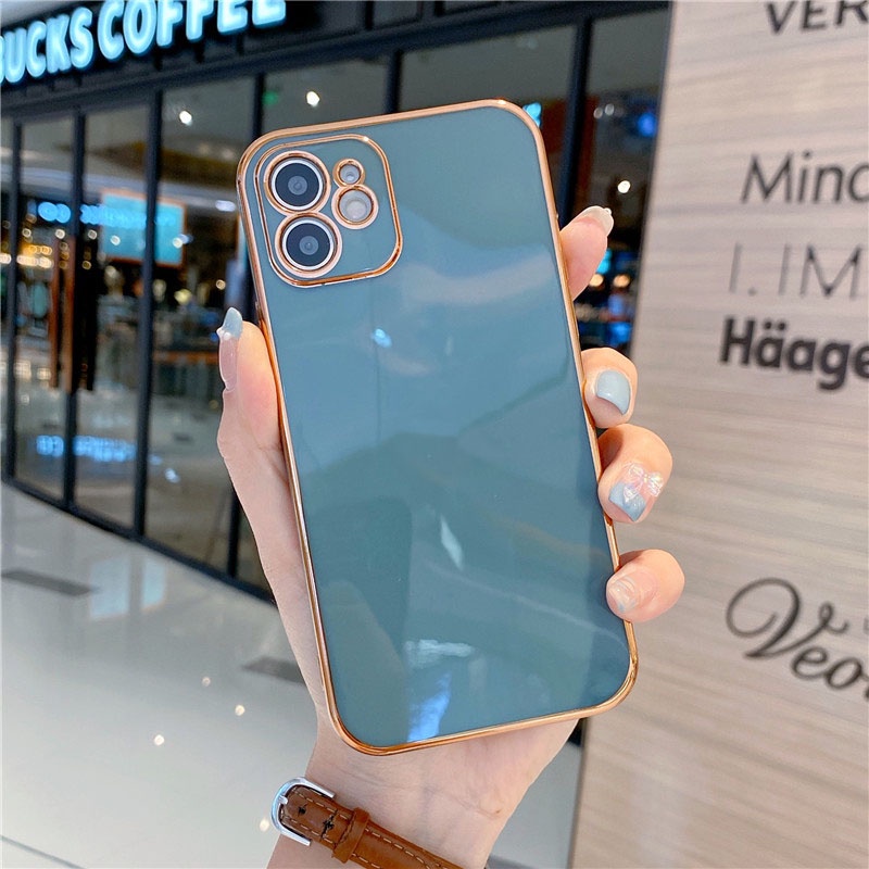 Case Electroplating Warna Polos Untuk IPhone 7 8plus 11 12 Pro Max I Xs Max Xr X Csd