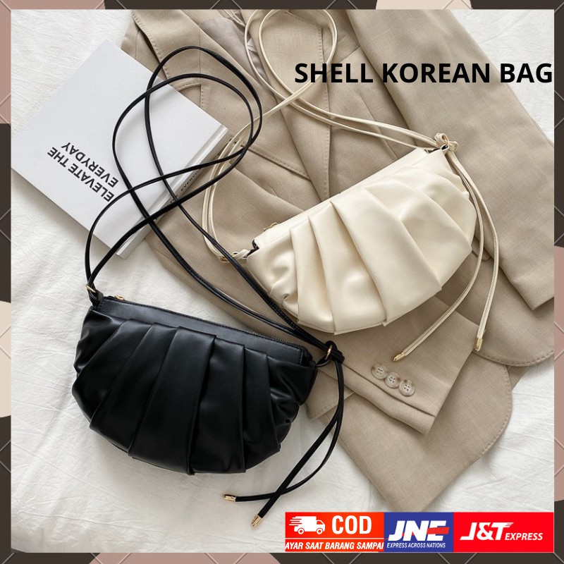 Shell Korean Sling Bag Tas Selempang Wanita Cewek Korean Style Terbaru / Tas Sling Bag Wanita