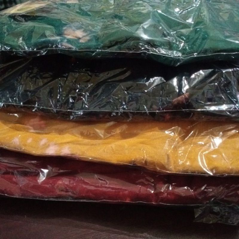 Daster lngan panjang motif perca bahan kain santung