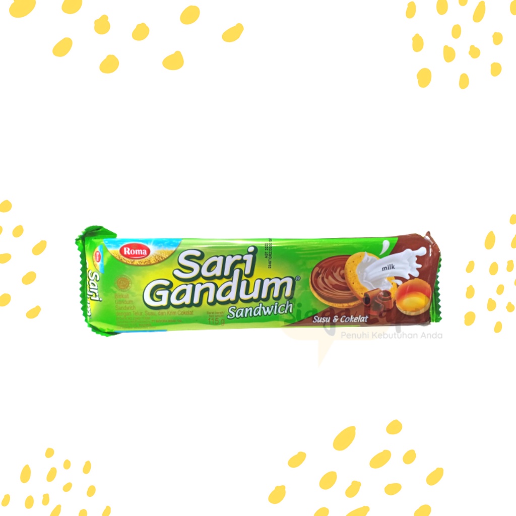 Biskuit Roma Sari Gandum Sandiwch Coklat dan Susu 115 gr