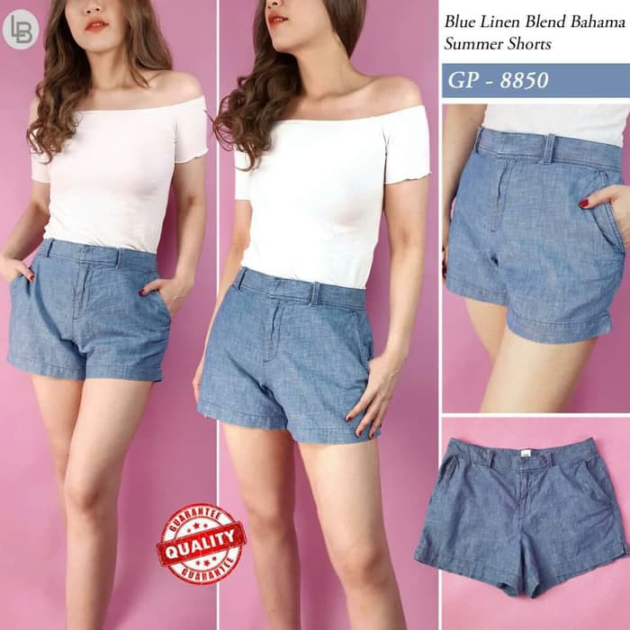 celana pendek blue linen GAP
