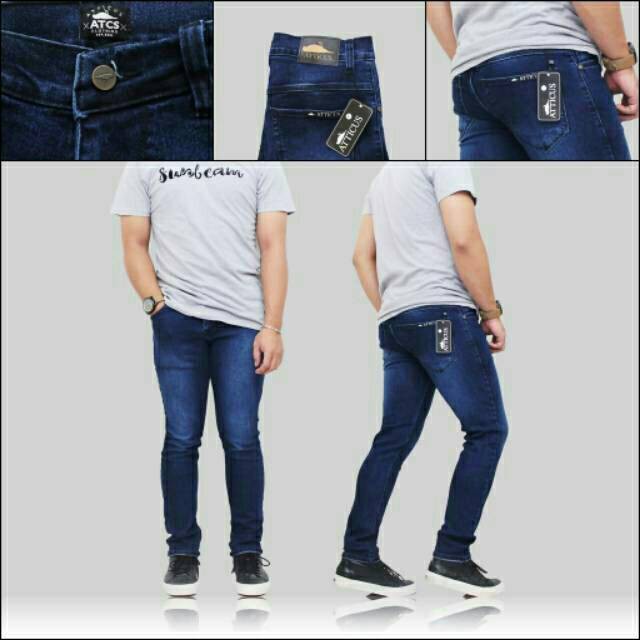 LAKI LELAKI TERBARU JEPANG //        Celana Jeans Panjang Pria Warna Biowash Trendy Gaya Elegan Pas