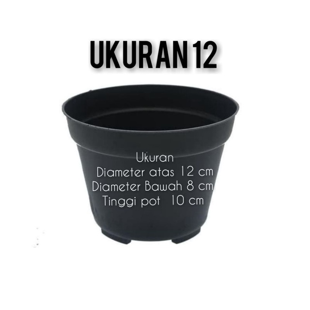 Pot 12  / 15 / 17 / 20  cm Hitam Murah - Pot Bulat Mini Kecil Bisa Untuk Vas Bunga Pot 12 cm Hitam Polos Pot Tawon 12 U1