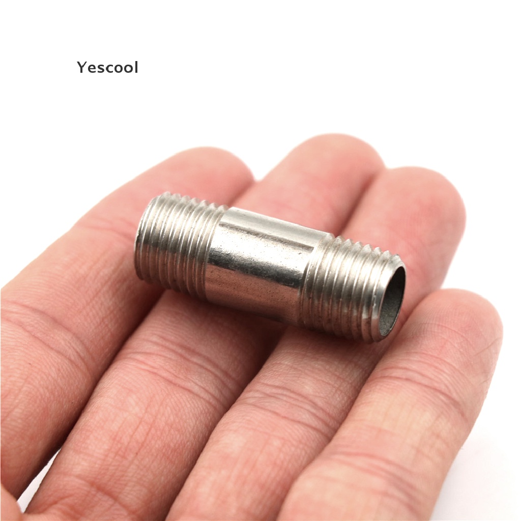 Yescool Fitting Pipa Male 1 / 4 &quot;Male x 1 / 4&quot; Bahan Stainless Steel SS304 NPT