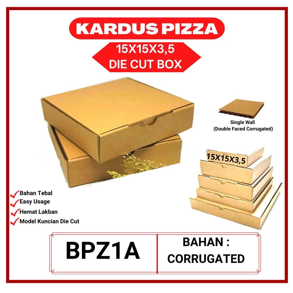 Kardus Brownies 15X15X3.5 Die Cut E-flute (BPZ1A-Corrugated)