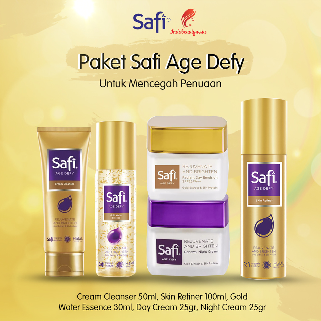 Paket Safi Age Defy Gold 5pcs Lengkap - Skincare Penuaan Dini, Anti Aging, Fine Lines