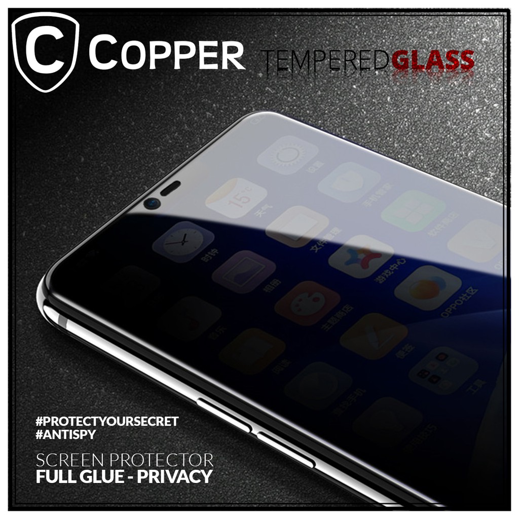 Oppo A9 (2020) - COPPER Tempered Glass Privacy/Anti Spy (Full Glue)