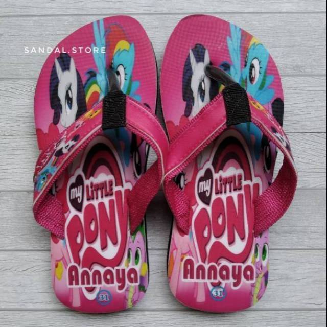 SANDAL CUSTOM NAMA ANAK/DEWASA KARAKTER LITTLEPONY - GRATIS CUSTOM SUKA SUKA