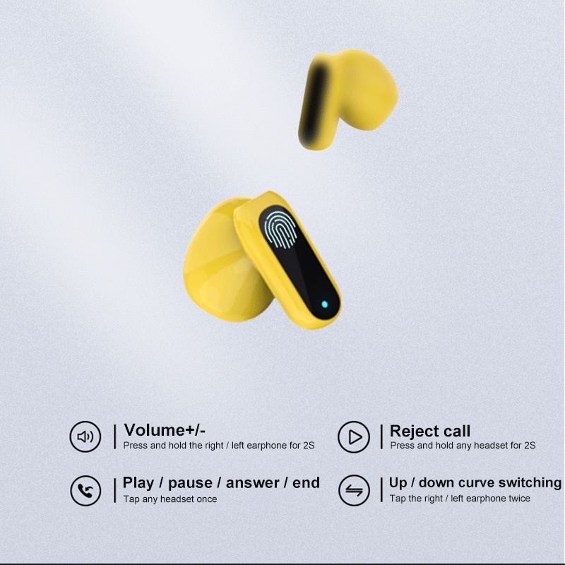 Bluetooth 5.2 Earbud Nirkabel, E60 Suara Bass Dalam 28 H Panggilan Waktu Bermain Clear IPX5 Earphone Tahan Air dengan Mikrofon