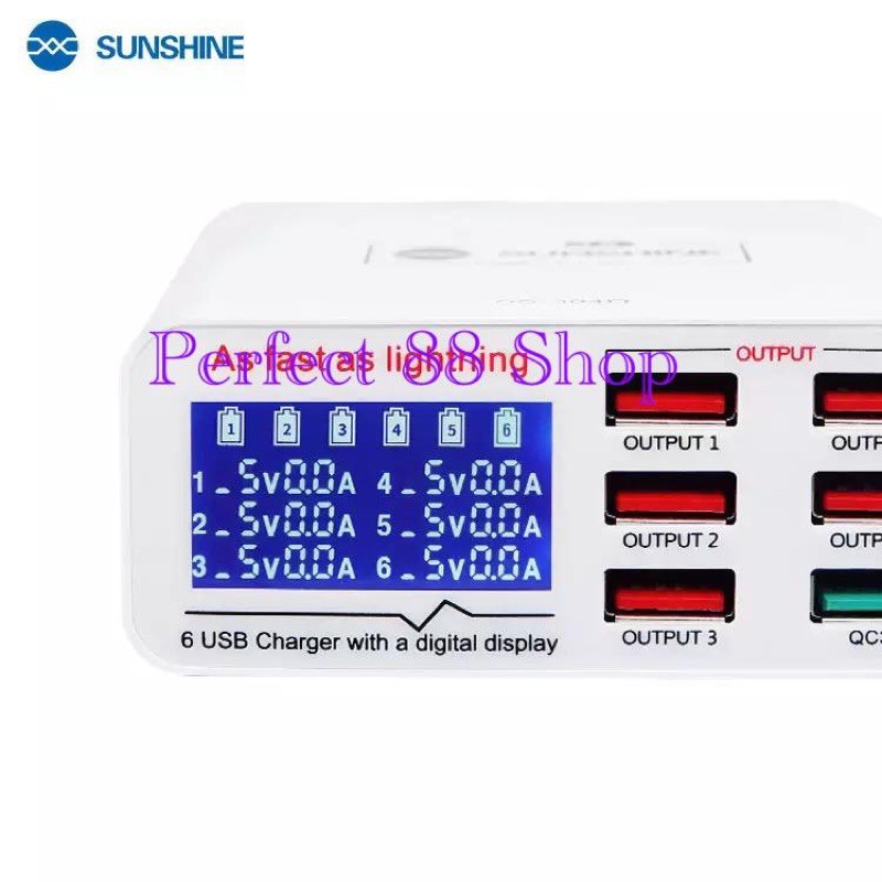 CHARGER USB ADAPTOR SUNSHINE SS-304Q 6PORT USB QC3.0 FAST CHARGING