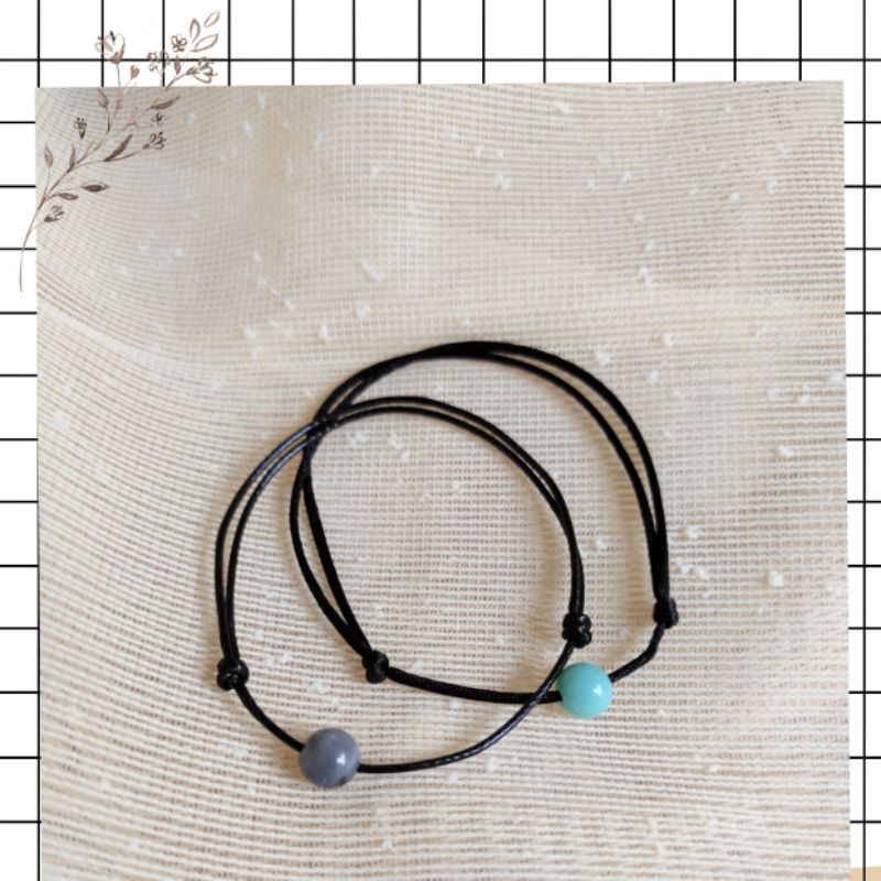 GELANG MANIK BATU WARNA BISA UNTUK COUPLE TALI KECIL