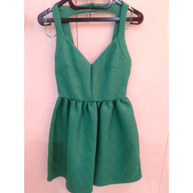 Zara Trafaluc Green Dress Square Backless