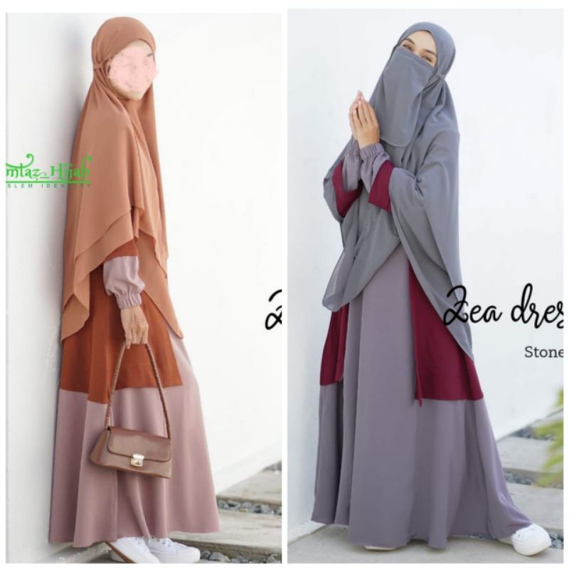 Baju fashion gamis syari perempuan wanita muslimah dewasa Zea dress ORI by Mumtaz hijab