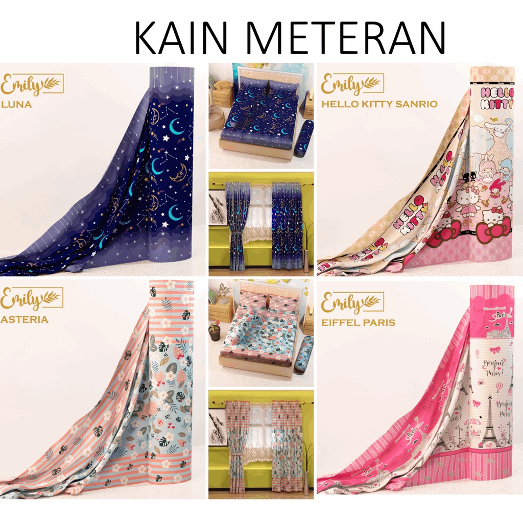 KAINKU - Kain Meteran Microtex &quot;KARAKTER ANAK DINO LEBAH KAKTUS FLAIMNGGO BINTANG&quot; (harga 1 meter)